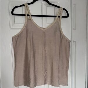 Elegant Beige Lace Trim Women's Top. Brazilian